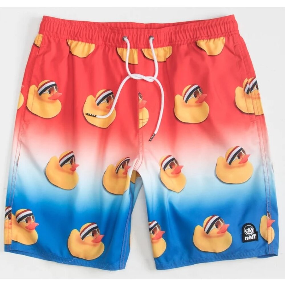 Mens NEFF Hot Tub Americana Rubber Ducky Boardshorts Swim Trunks Size Small NWT